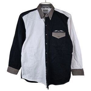 Vtg Express Rider Button Shirt Men's Sz L Color Block Western Long Sleeve